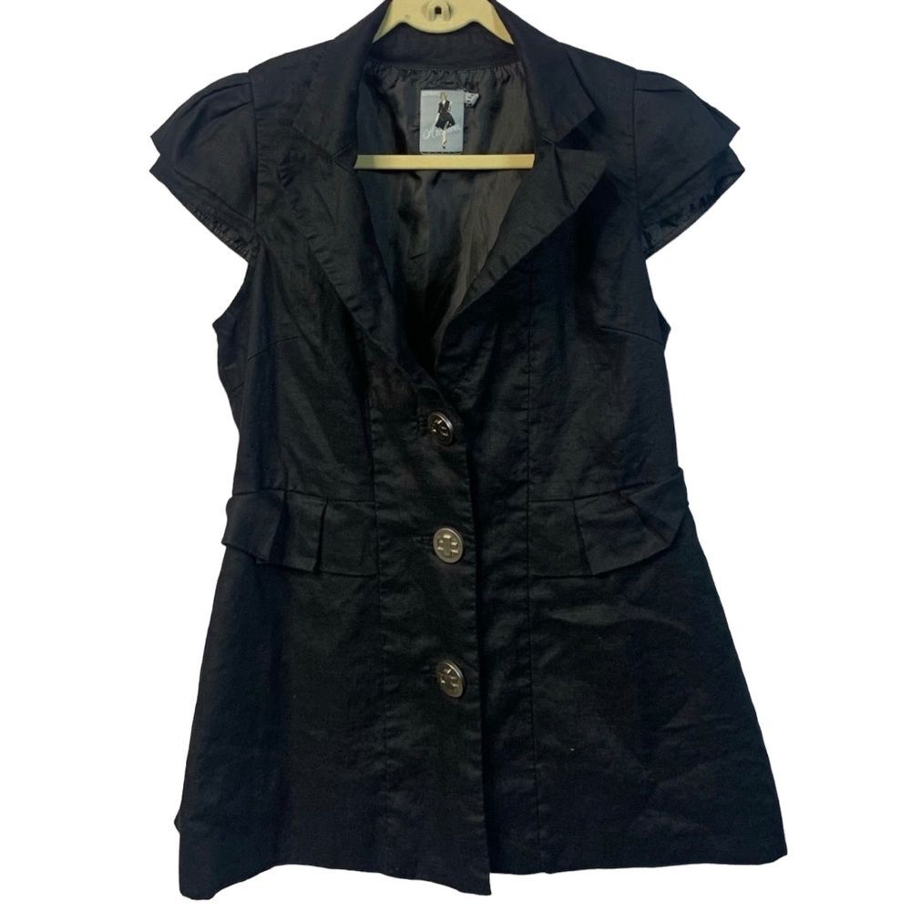 ESTHER's ARCHIVES Puff Short Sleeves Linen Blazer Jacket
